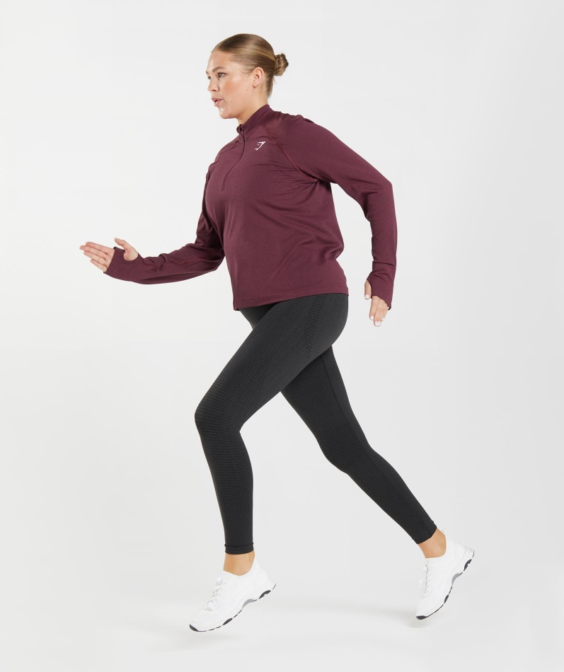 Gymshark Vital Sømløs 2.0 1/2 Genser Med Glidelås Bakt Rødbrun Mergel