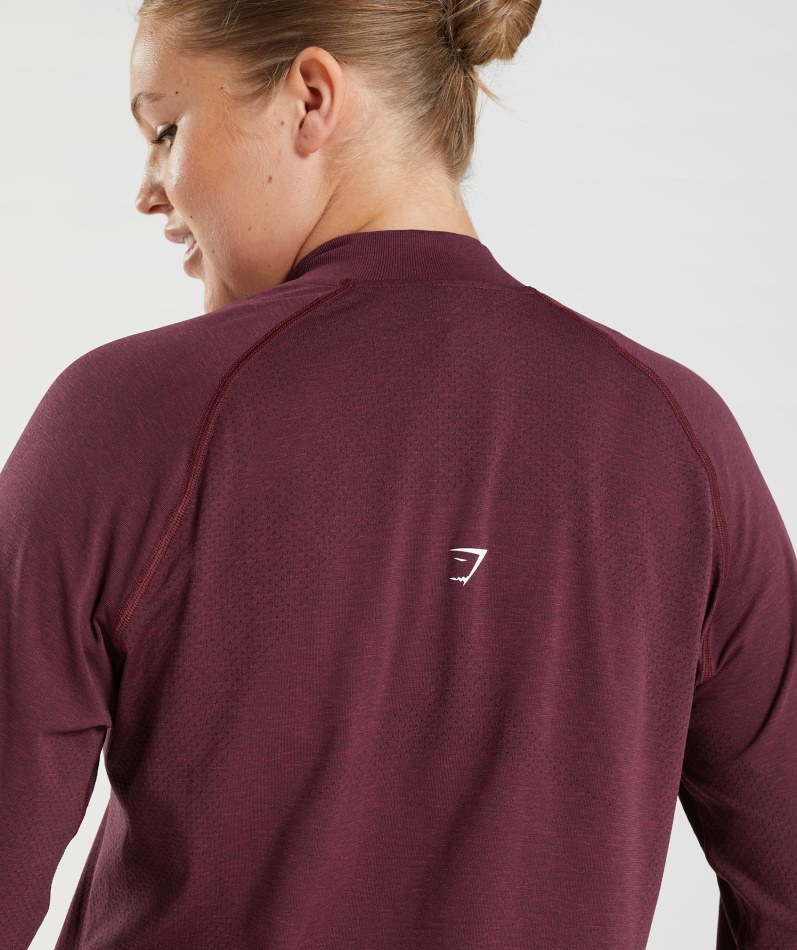 Gymshark Vital Sømløs 2.0 1/2 Genser Med Glidelås Bakt Rødbrun Mergel