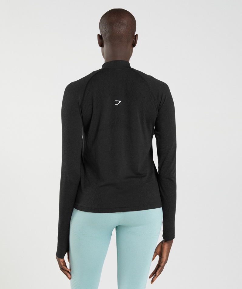 Gymshark Vital Sømløs 2.0 1/2 Genser Med Glidelås Svart Mergel