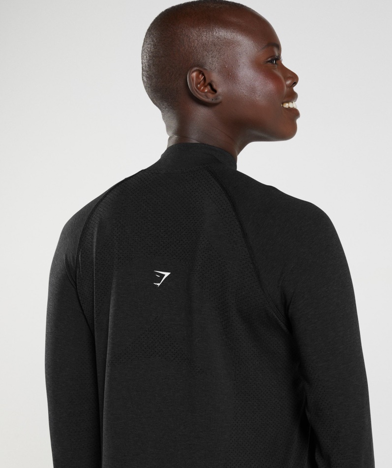 Gymshark Vital Sømløs 2.0 1/2 Genser Med Glidelås Svart Mergel