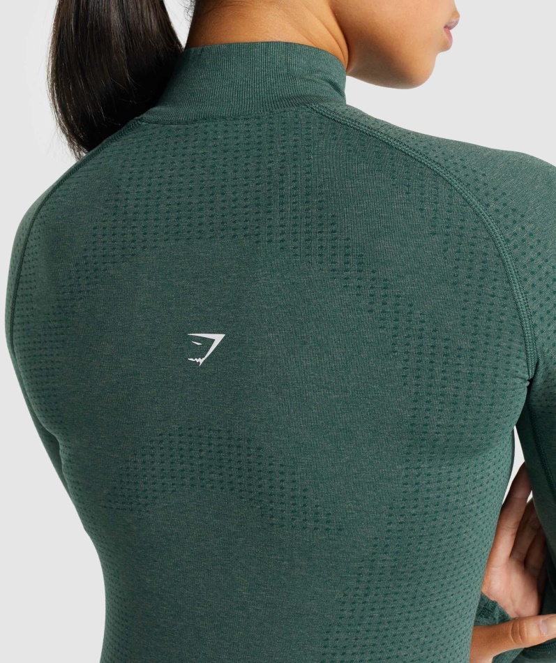 Gymshark Vital Sømløs 2.0 1/2 Genser Med Glidelås Mørkegrønn Mergel