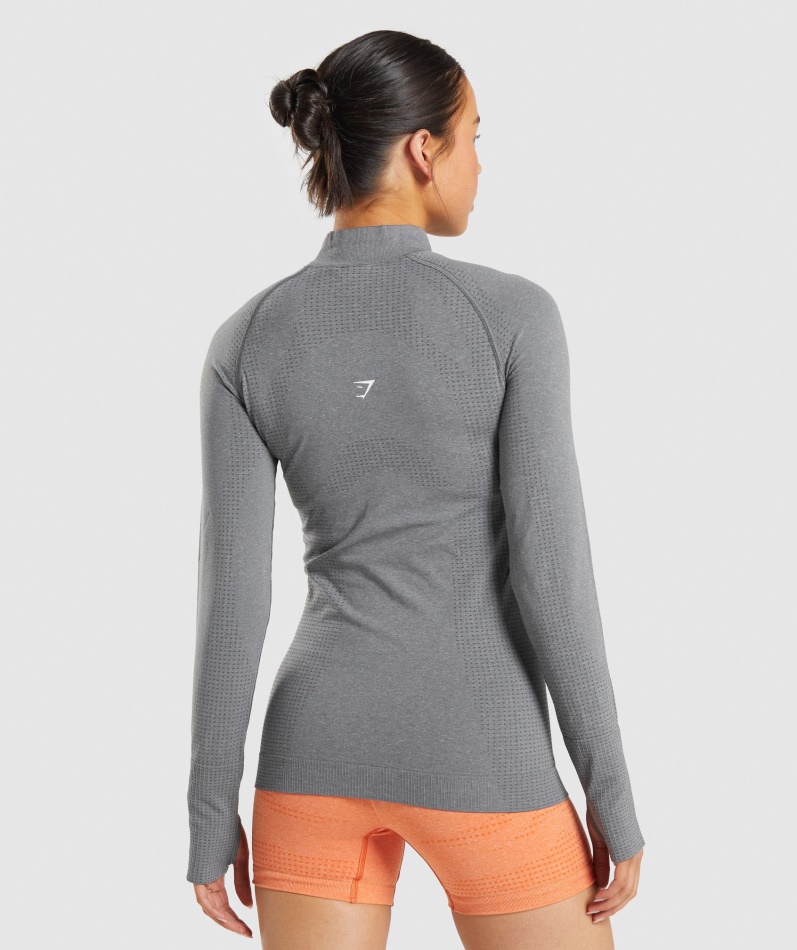 Gymshark Vital Sømløs 2.0 1/2 Genser Med Glidelås Smokey Grey Mergel