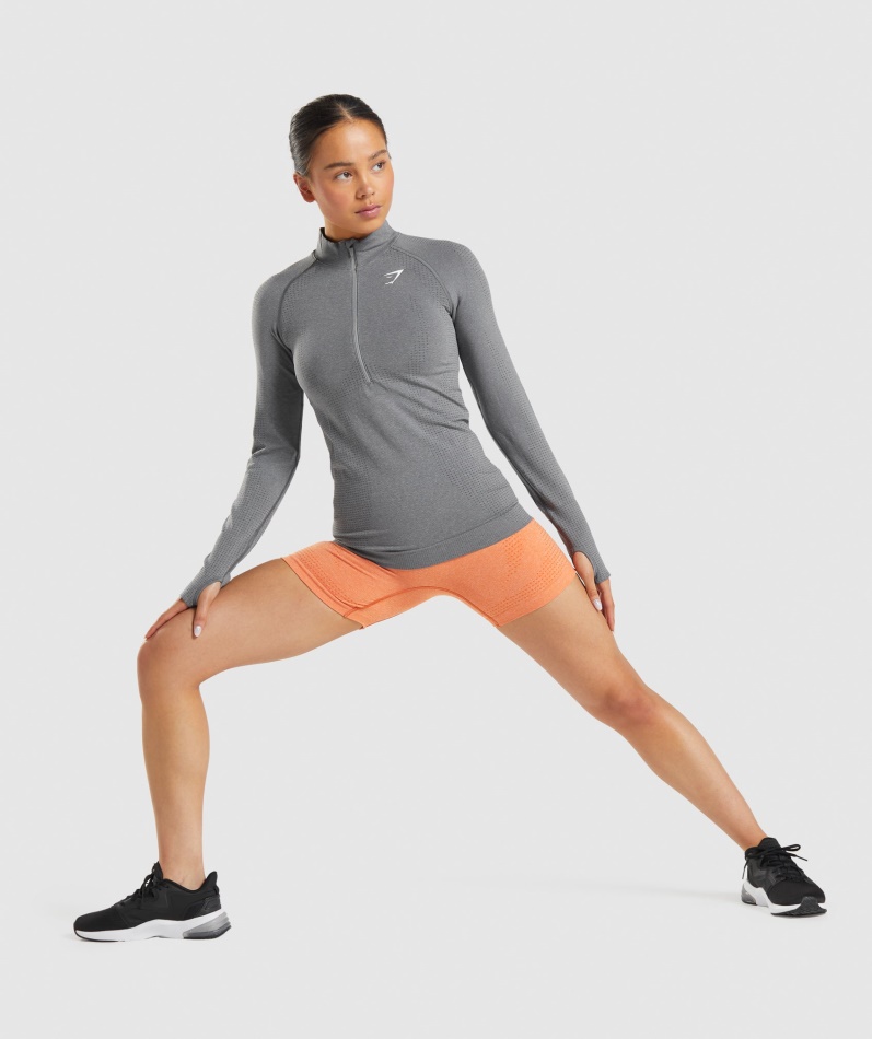 Gymshark Vital Sømløs 2.0 1/2 Genser Med Glidelås Smokey Grey Mergel