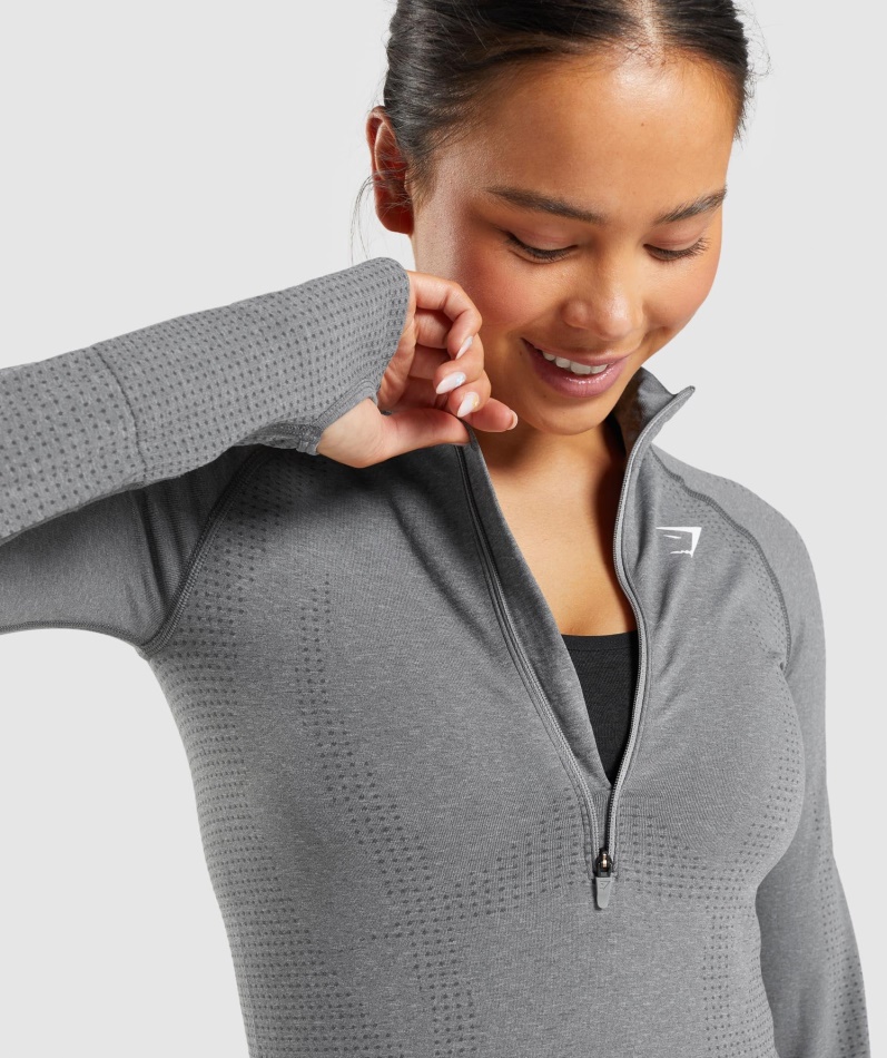 Gymshark Vital Sømløs 2.0 1/2 Genser Med Glidelås Smokey Grey Mergel