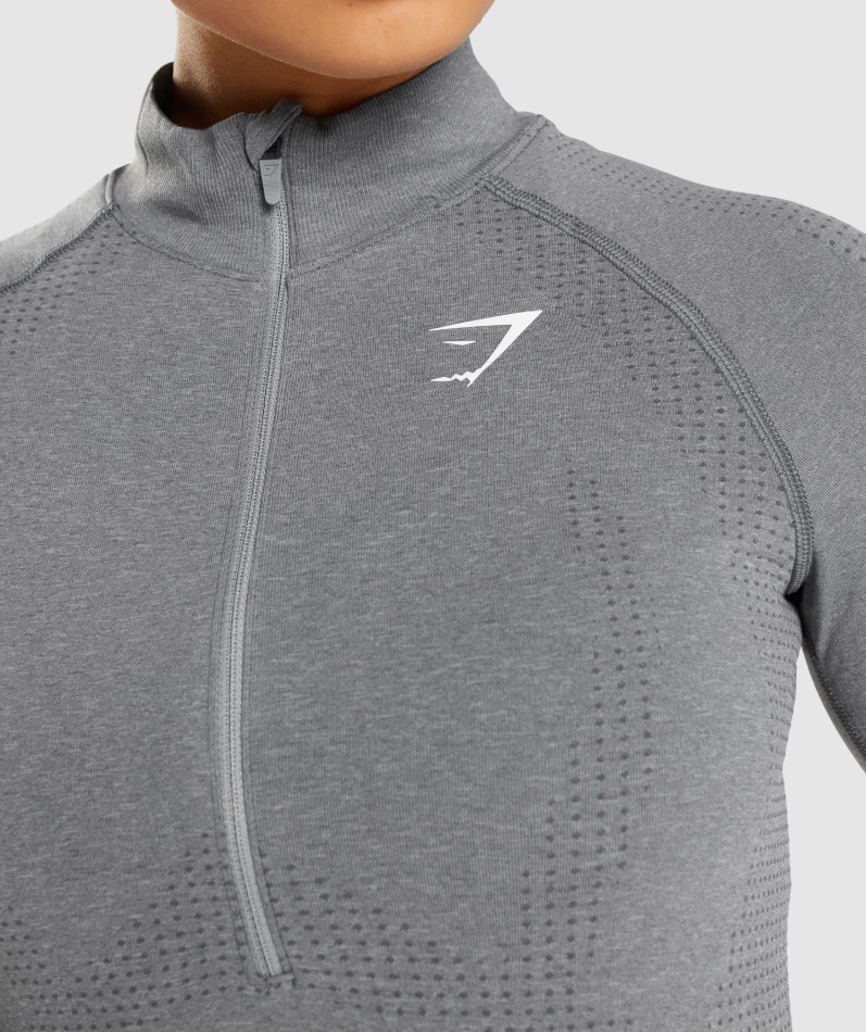 Gymshark Vital Sømløs 2.0 1/2 Genser Med Glidelås Smokey Grey Mergel