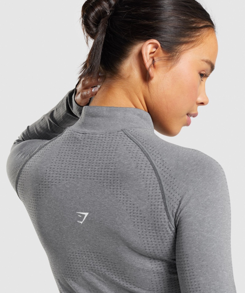 Gymshark Vital Sømløs 2.0 1/2 Genser Med Glidelås Smokey Grey Mergel