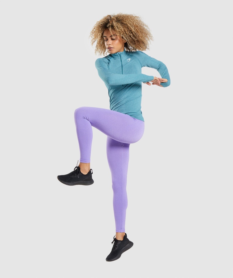Gymshark Vital Sømløs 2.0 1/2 Genser Med Glidelås Tahoe Teal Marl