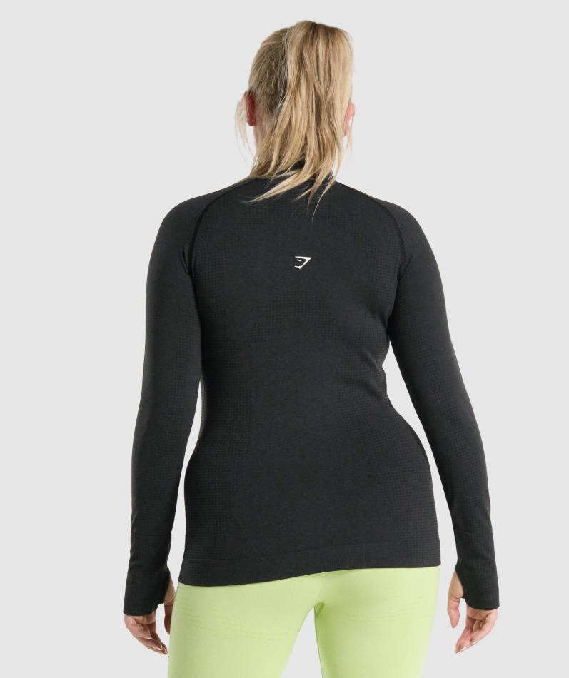 Gymshark Vital Sømløs 2.0 1/2 Genser Med Glidelås Dame Svart Mergel