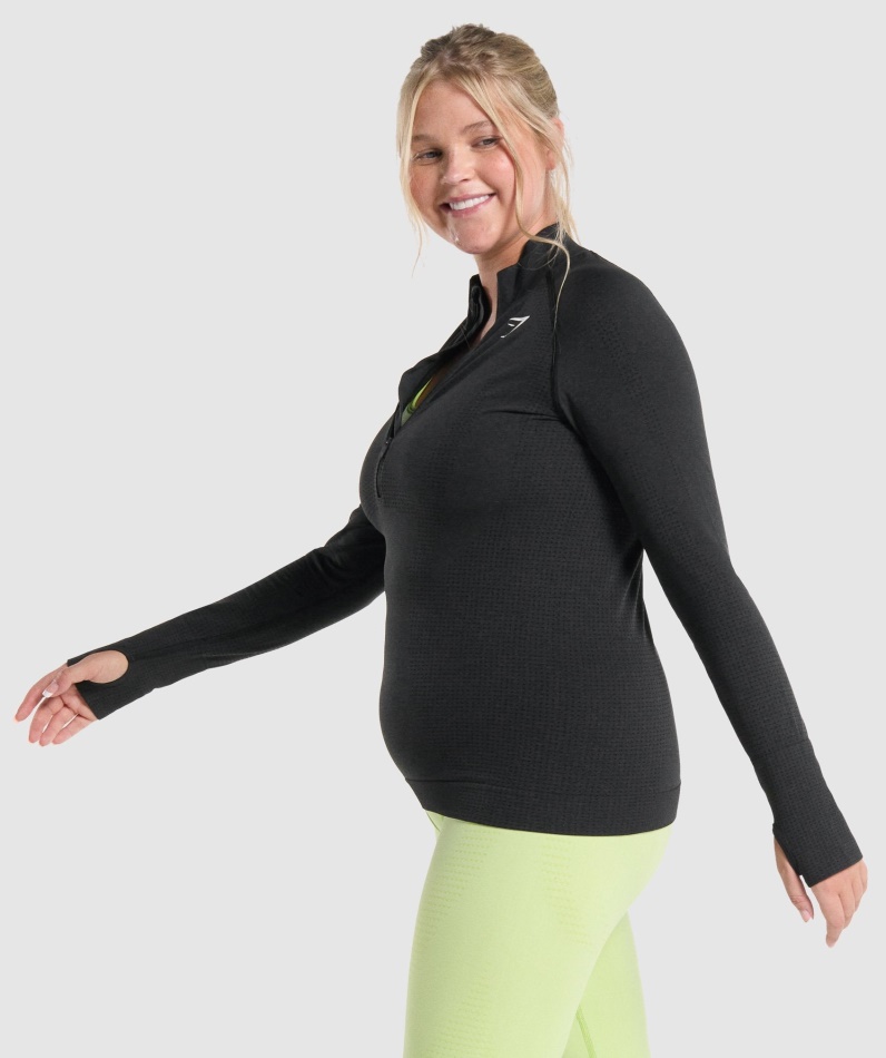 Gymshark Vital Sømløs 2.0 1/2 Genser Med Glidelås Dame Svart Mergel