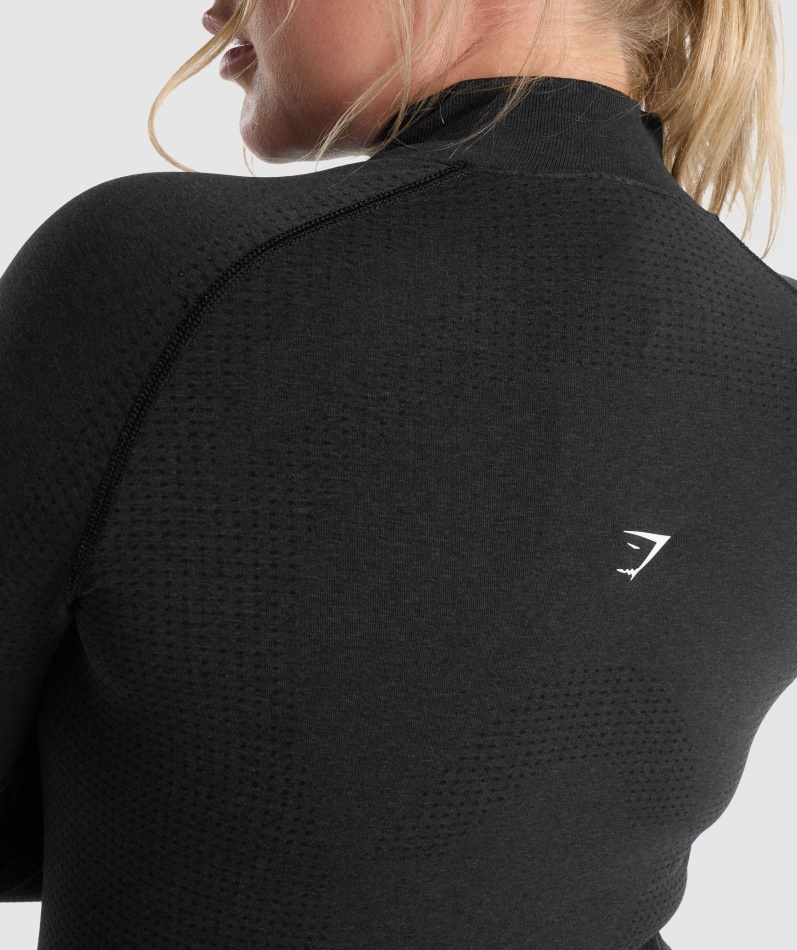 Gymshark Vital Sømløs 2.0 1/2 Genser Med Glidelås Dame Svart Mergel