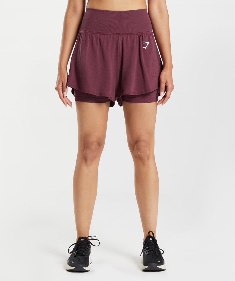 Gymshark Vital Sømløs 2.0 2-i-1 Shorts Bakt Rødbrun Mergel