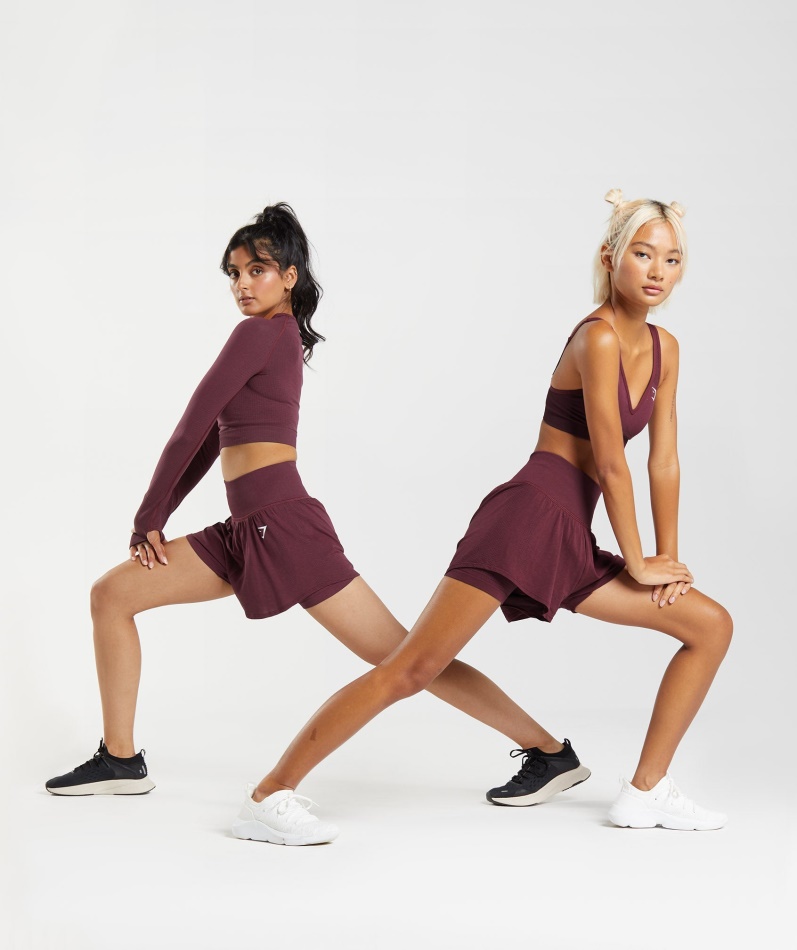 Gymshark Vital Sømløs 2.0 2-i-1 Shorts Bakt Rødbrun Mergel