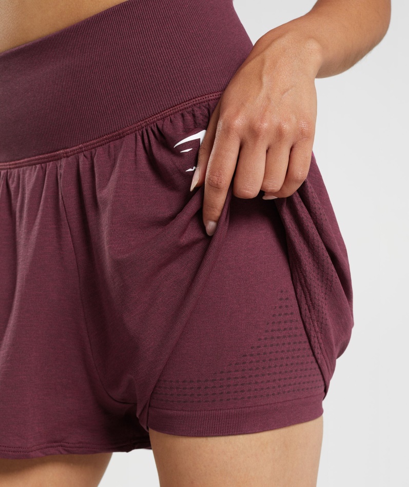 Gymshark Vital Sømløs 2.0 2-i-1 Shorts Bakt Rødbrun Mergel