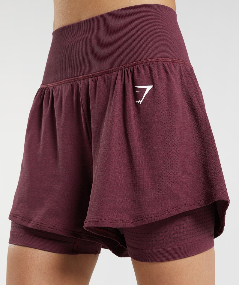 Gymshark Vital Sømløs 2.0 2-i-1 Shorts Bakt Rødbrun Mergel