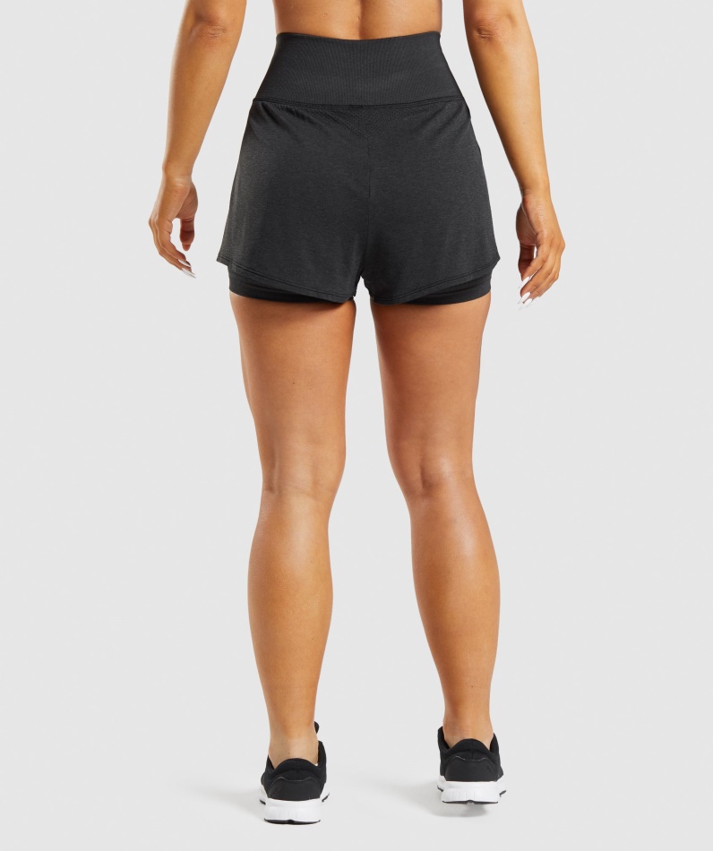 Gymshark Vital Sømløs 2.0 2-i-1 Shorts Svart Mergel