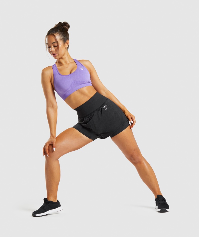 Gymshark Vital Sømløs 2.0 2-i-1 Shorts Svart Mergel