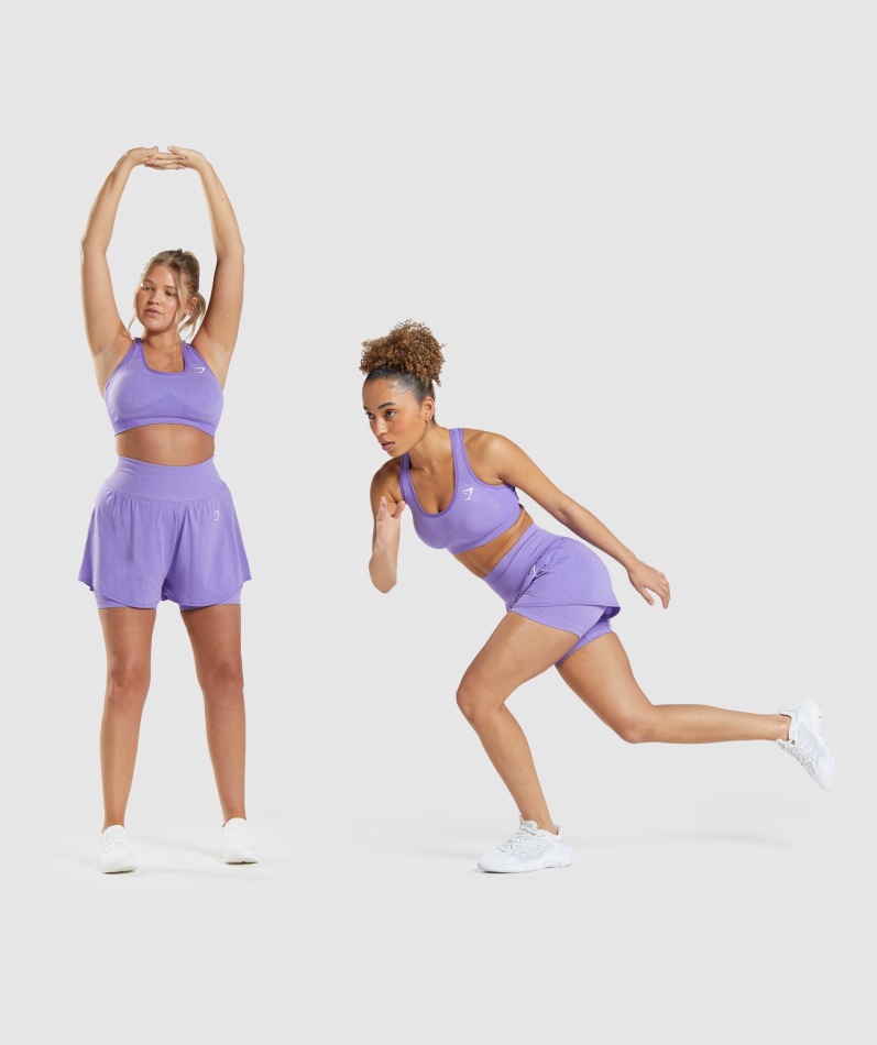 Gymshark Vital Sømløs 2.0 2-i-1 Shorts Lys Lilla Mergel