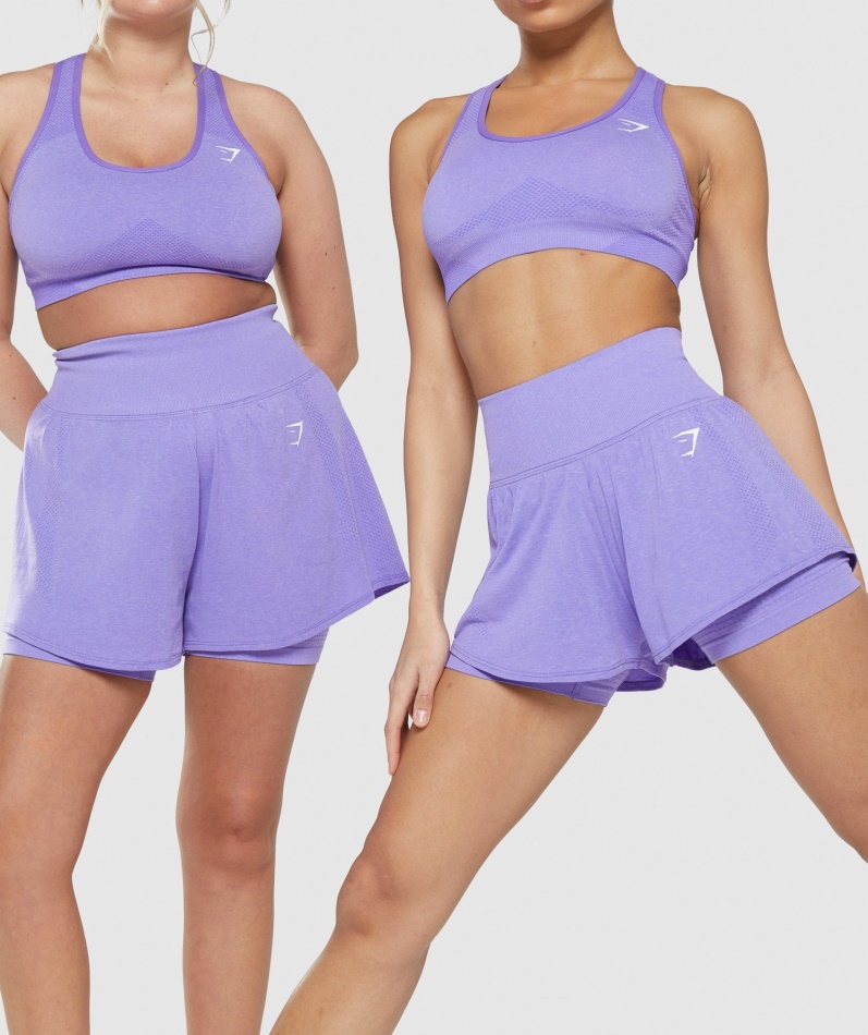 Gymshark Vital Sømløs 2.0 2-i-1 Shorts Lys Lilla Mergel
