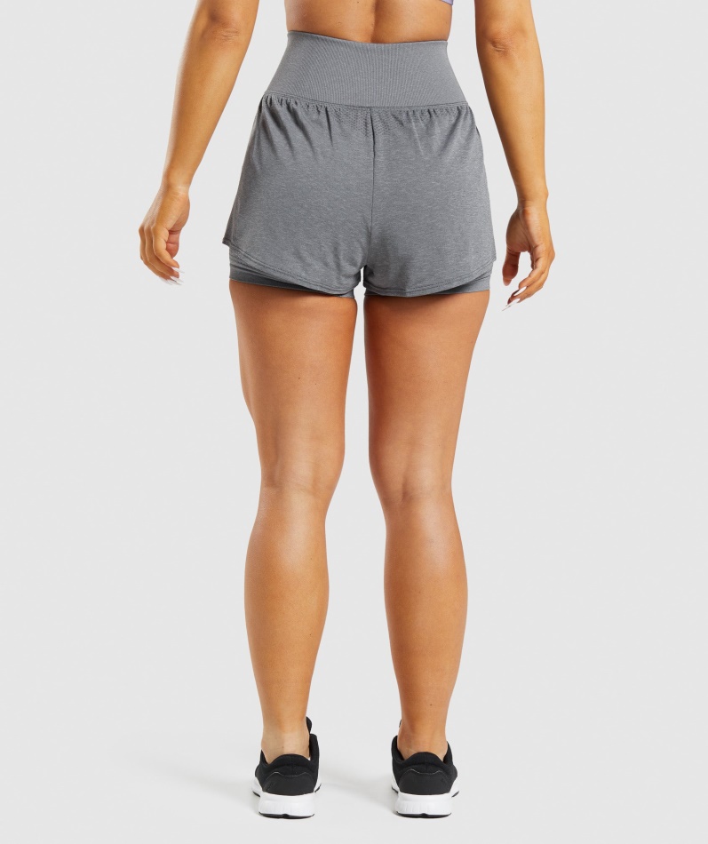 Gymshark Vital Sømløs 2.0 2-i-1 Shorts Smokey Grey Mergel