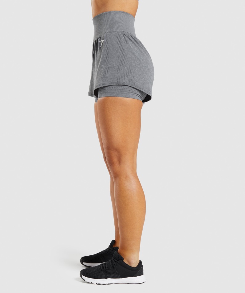 Gymshark Vital Sømløs 2.0 2-i-1 Shorts Smokey Grey Mergel