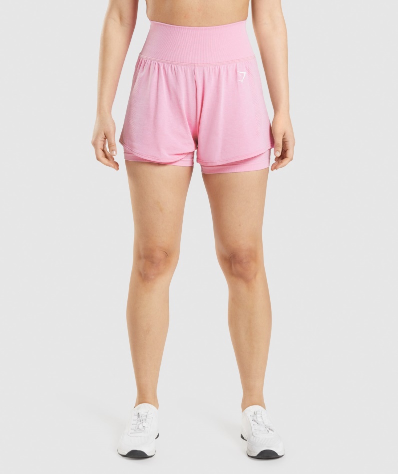 Gymshark Vital Sømløs 2.0 2-i-1 Shorts Sorbet Rosa Mergel