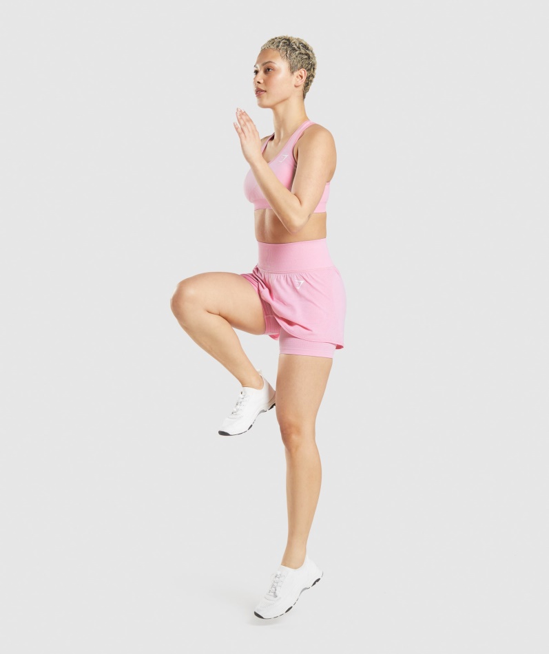 Gymshark Vital Sømløs 2.0 2-i-1 Shorts Sorbet Rosa Mergel