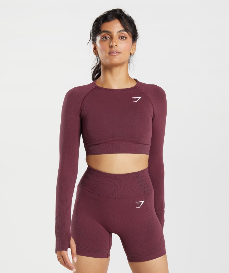 Gymshark Vital Sømløs 2.0 Crop Top Bakt Rødbrun Mergel