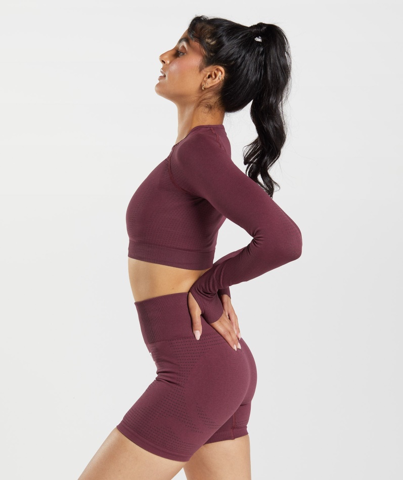 Gymshark Vital Sømløs 2.0 Crop Top Bakt Rødbrun Mergel