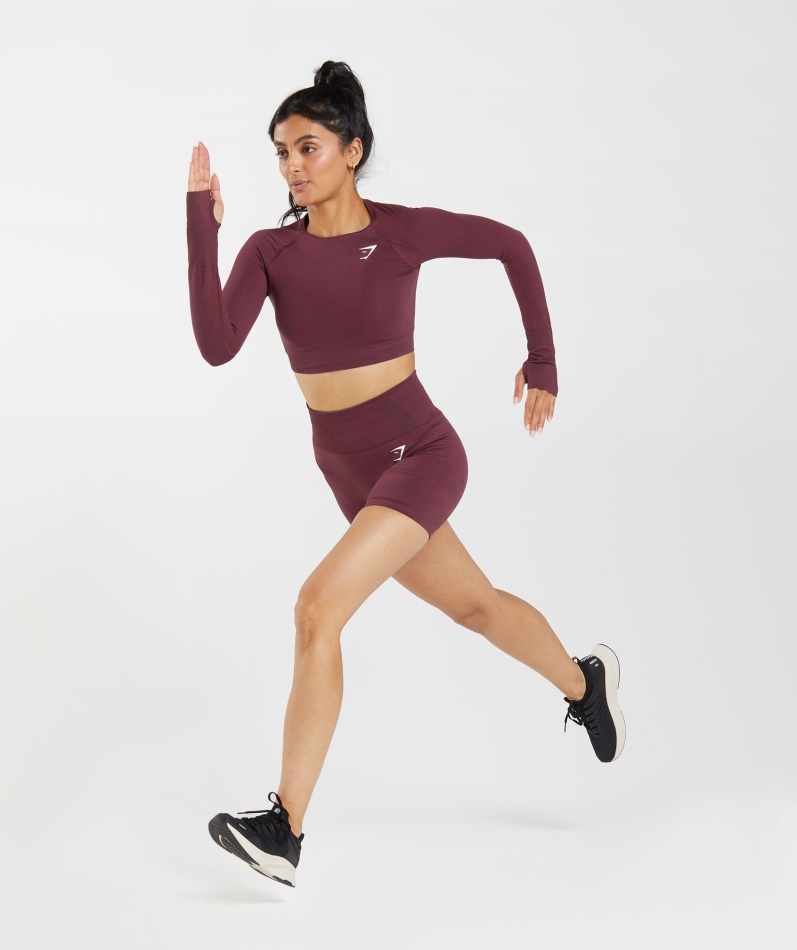Gymshark Vital Sømløs 2.0 Crop Top Bakt Rødbrun Mergel