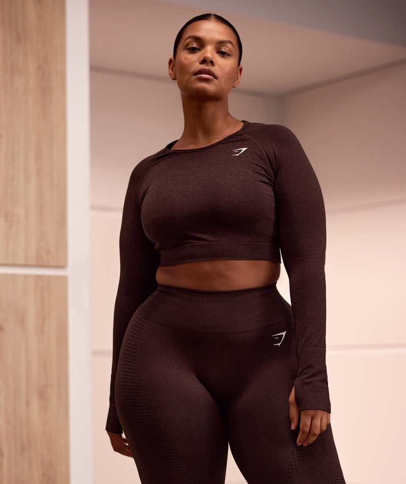 Gymshark Vital Sømløs 2.0 Crop Top Kirsebærbrun Mergel