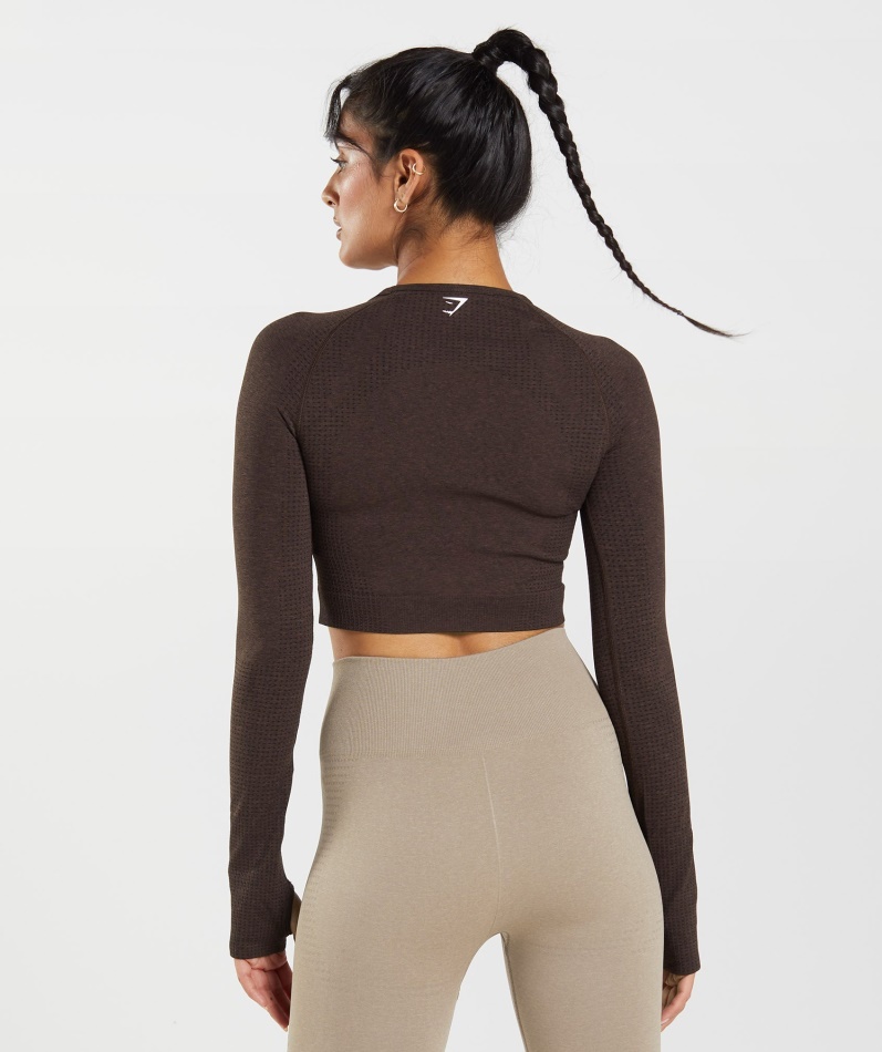 Gymshark Vital Sømløs 2.0 Crop Top Kirsebærbrun Mergel
