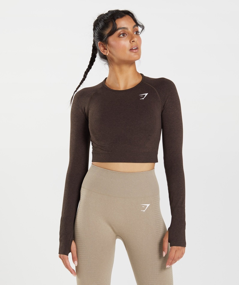 Gymshark Vital Sømløs 2.0 Crop Top Kirsebærbrun Mergel