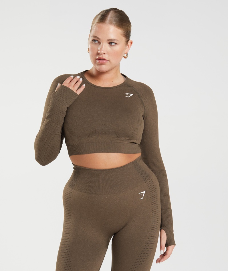 Gymshark Vital Sømløs 2.0 Crop Top Espresso Mergel