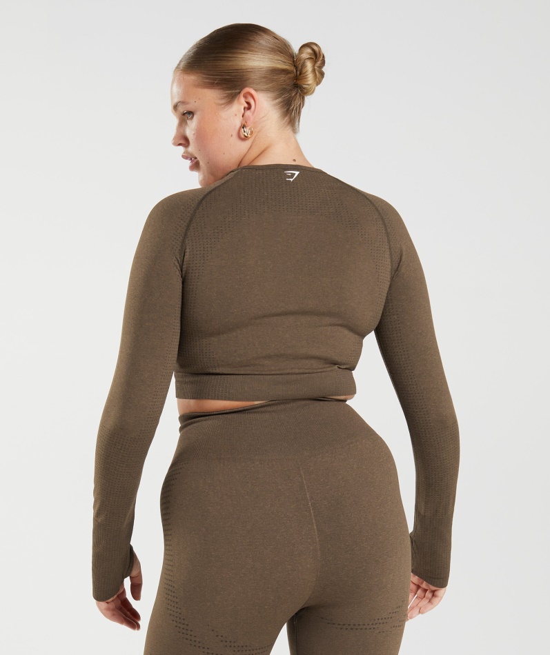 Gymshark Vital Sømløs 2.0 Crop Top Espresso Mergel