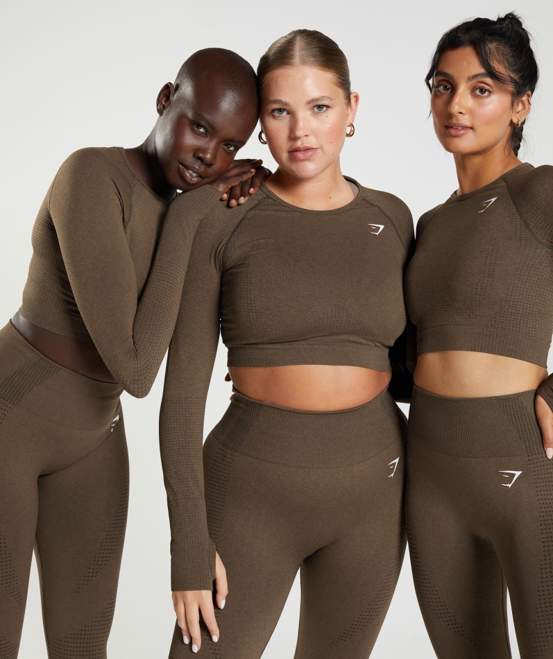 Gymshark Vital Sømløs 2.0 Crop Top Espresso Mergel