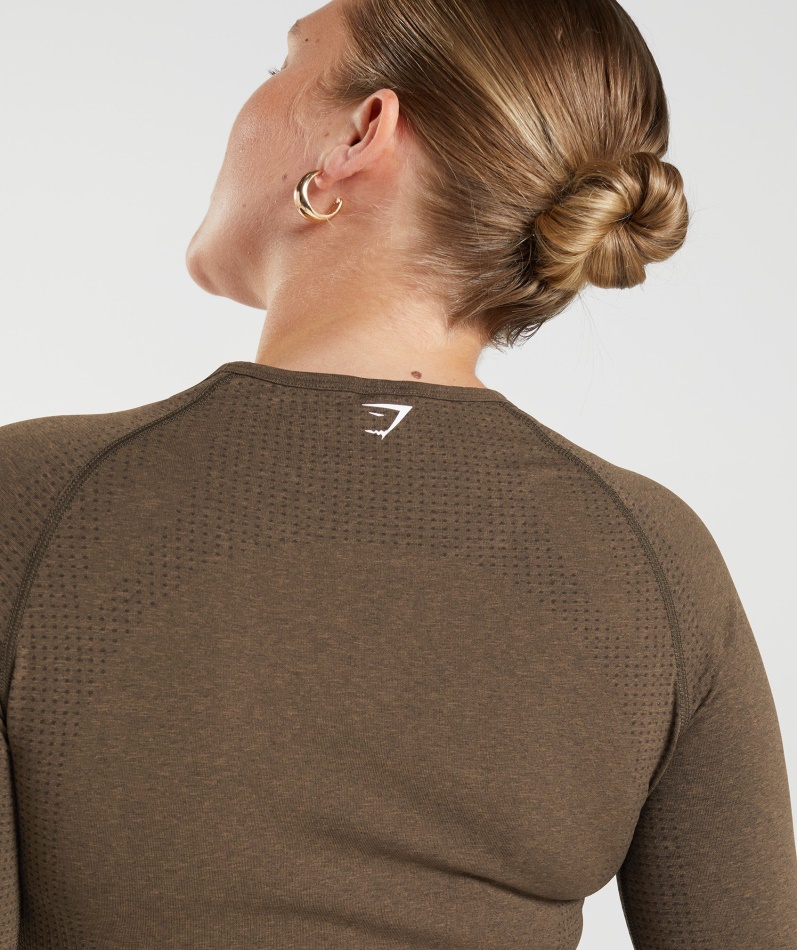 Gymshark Vital Sømløs 2.0 Crop Top Espresso Mergel