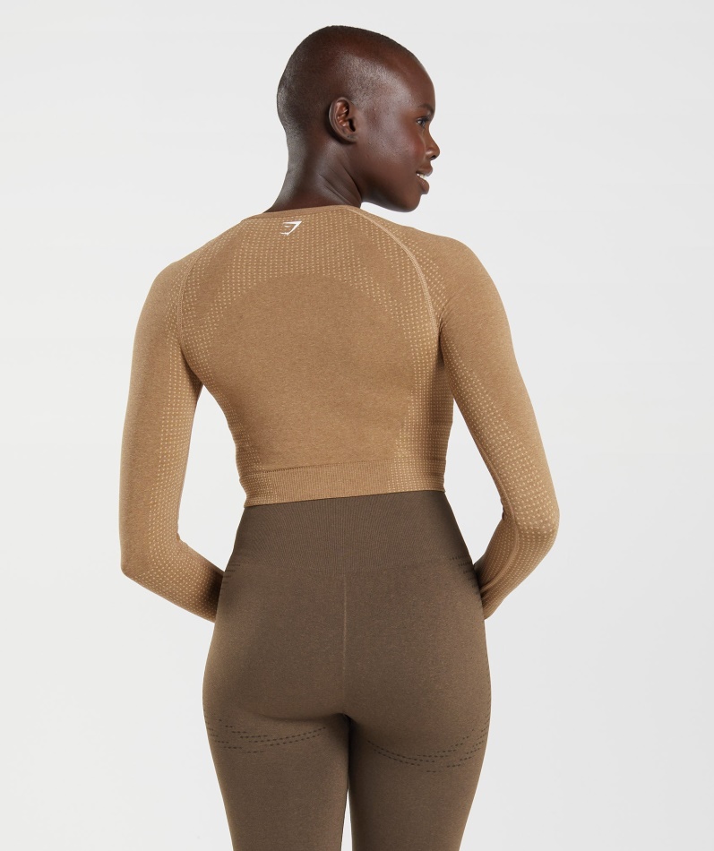 Gymshark Vital Sømløs 2.0 Crop Top Fawn Merg