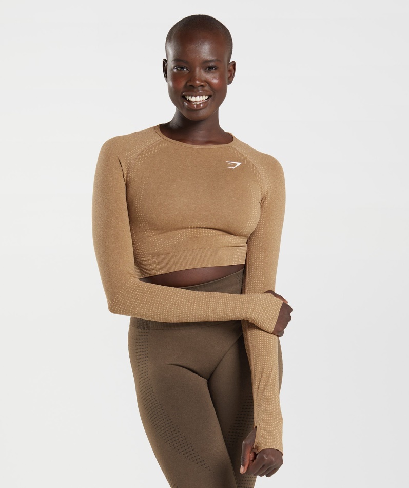 Gymshark Vital Sømløs 2.0 Crop Top Fawn Merg