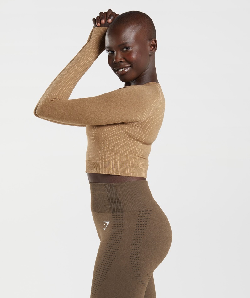 Gymshark Vital Sømløs 2.0 Crop Top Fawn Merg
