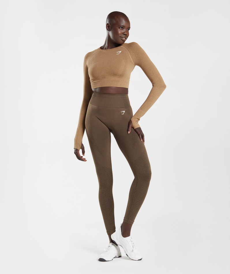 Gymshark Vital Sømløs 2.0 Crop Top Fawn Merg