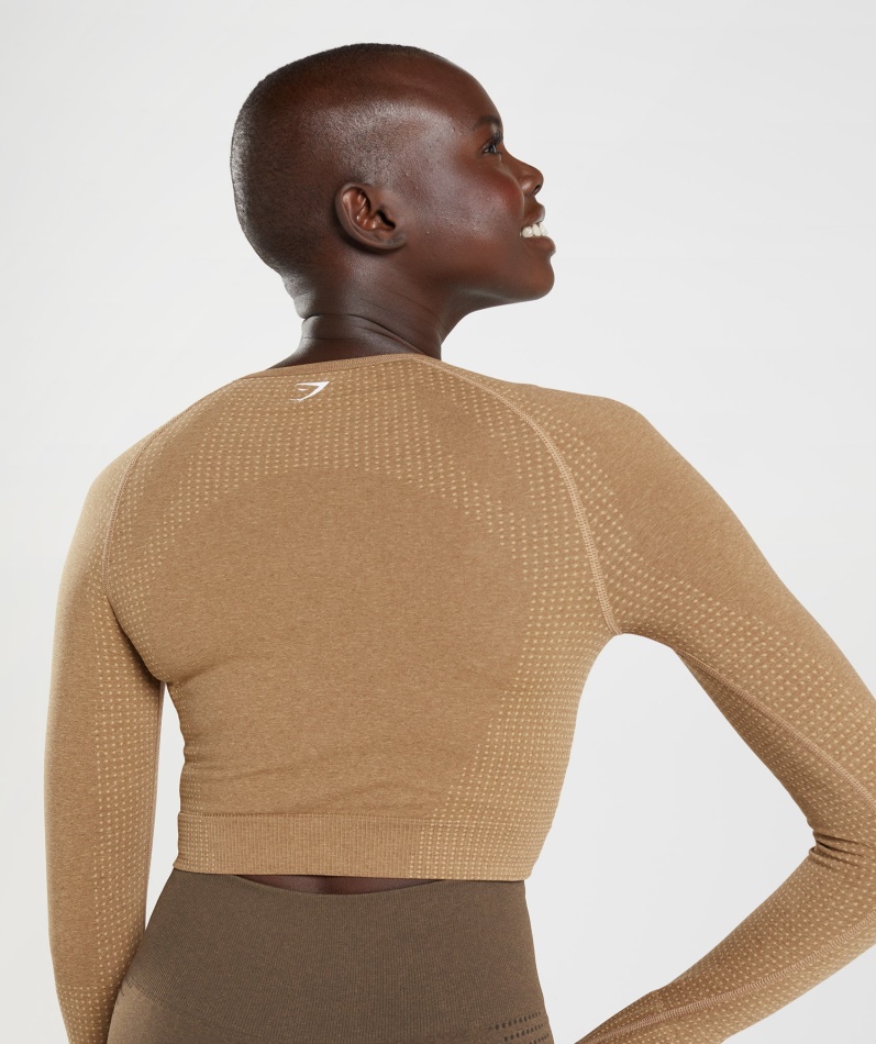 Gymshark Vital Sømløs 2.0 Crop Top Fawn Merg