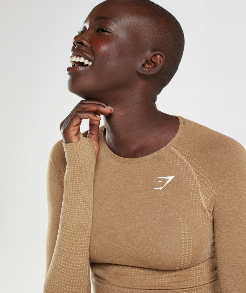 Gymshark Vital Sømløs 2.0 Crop Top Fawn Merg