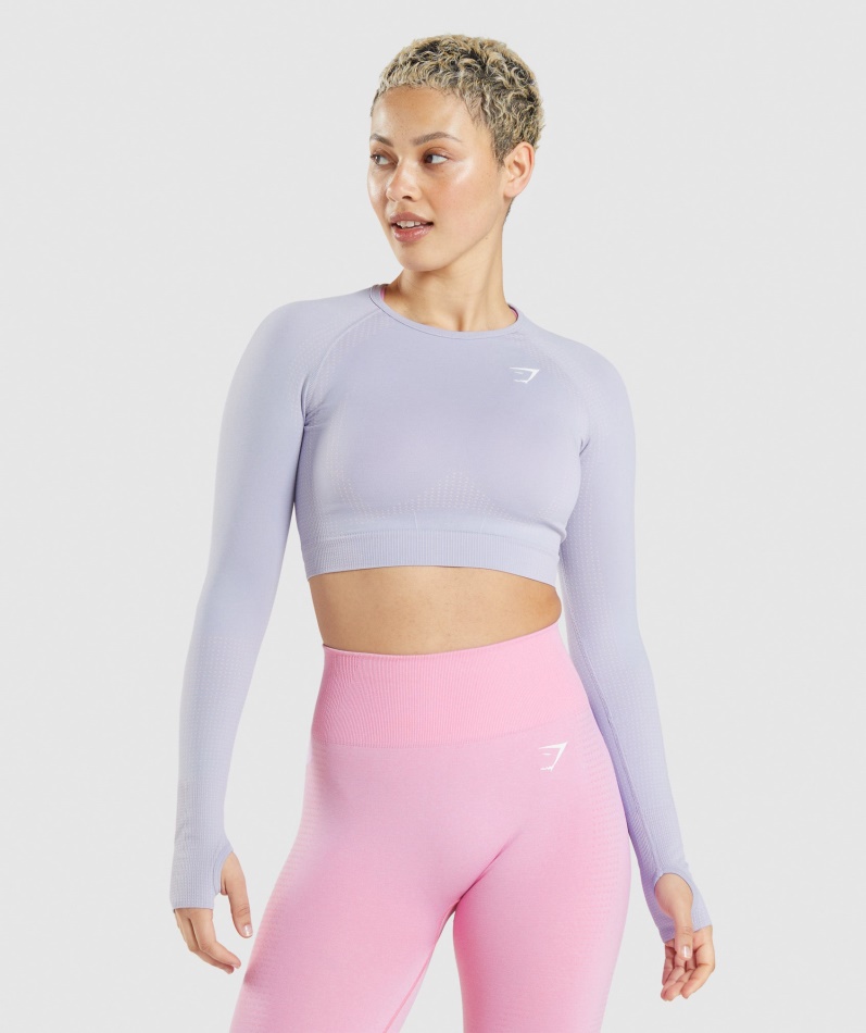 Gymshark Vital Sømløs 2.0 Crop Top Månestein Blå Mergel