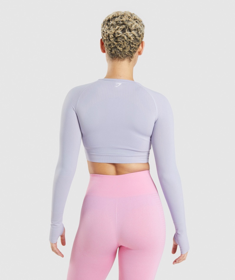 Gymshark Vital Sømløs 2.0 Crop Top Månestein Blå Mergel