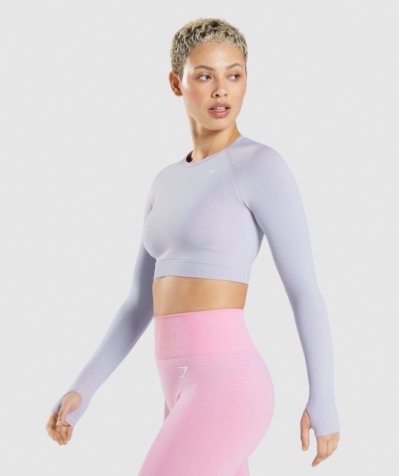 Gymshark Vital Sømløs 2.0 Crop Top Månestein Blå Mergel