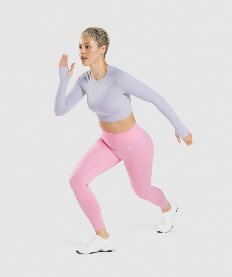 Gymshark Vital Sømløs 2.0 Crop Top Månestein Blå Mergel