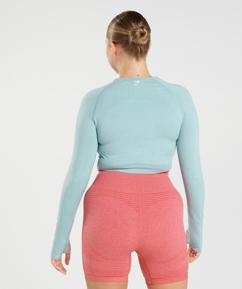 Gymshark Vital Sømløs 2.0 Crop Top Perleblå Marl
