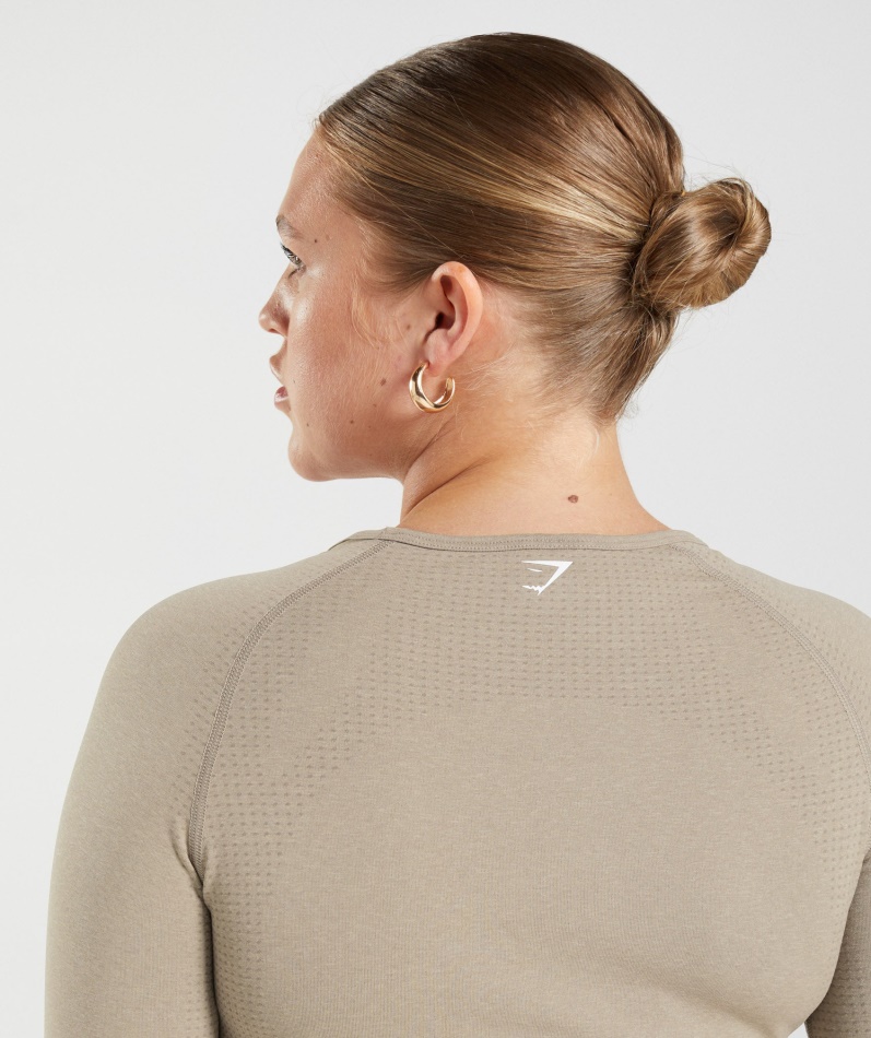 Gymshark Vital Sømløs 2.0 Crop Top Vaniljebrun Mergel