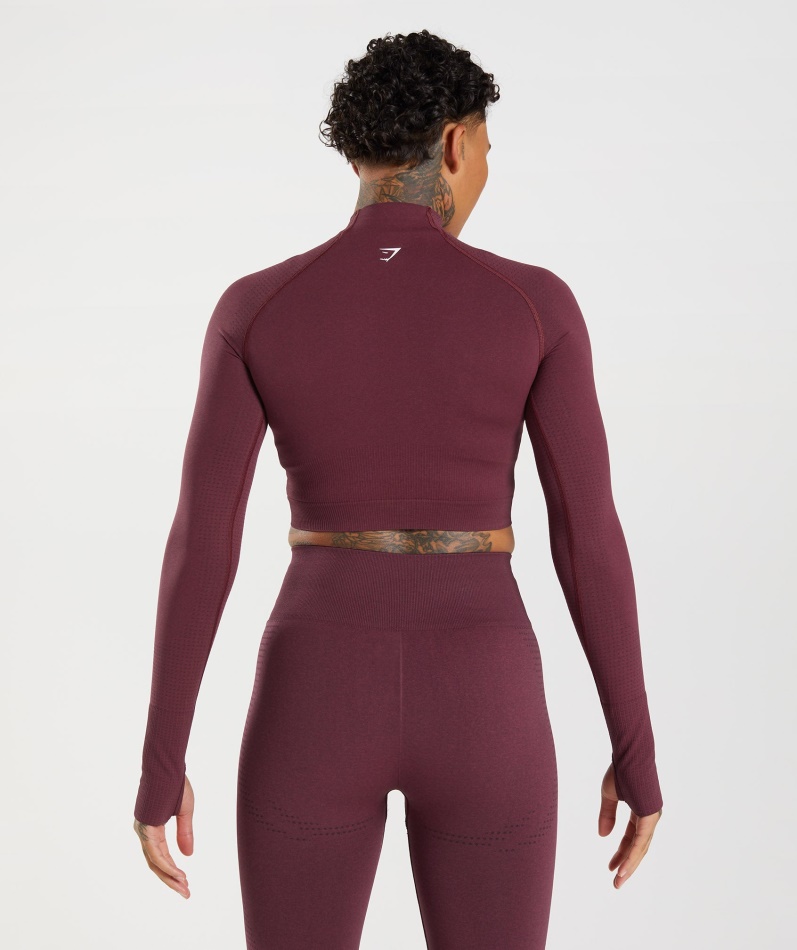 Gymshark Vital Sømløs 2.0 Midi Topp Bakt Rødbrun Mergel Med Høy Hals
