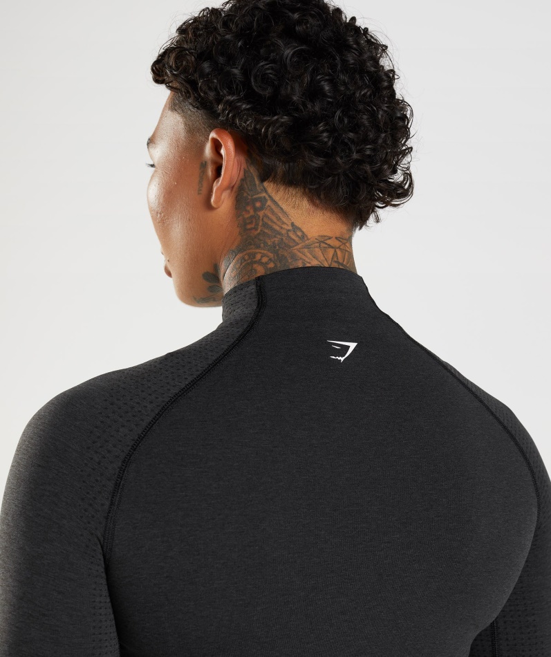 Gymshark Vital Sømløs 2.0 Midi Topp Svart Mergel Med Høy Hals